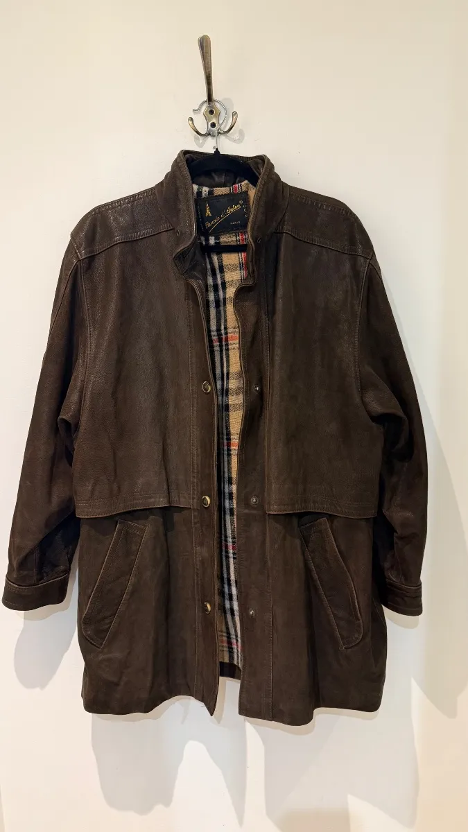 1980s leather coat with a beautiful back pleat — thick, nicely patinated leather 3
