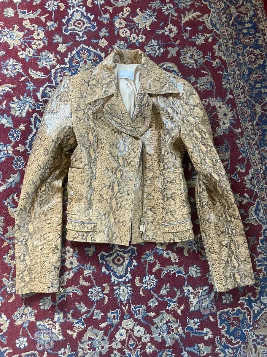 Très bon état Veste en cuir effet serpent