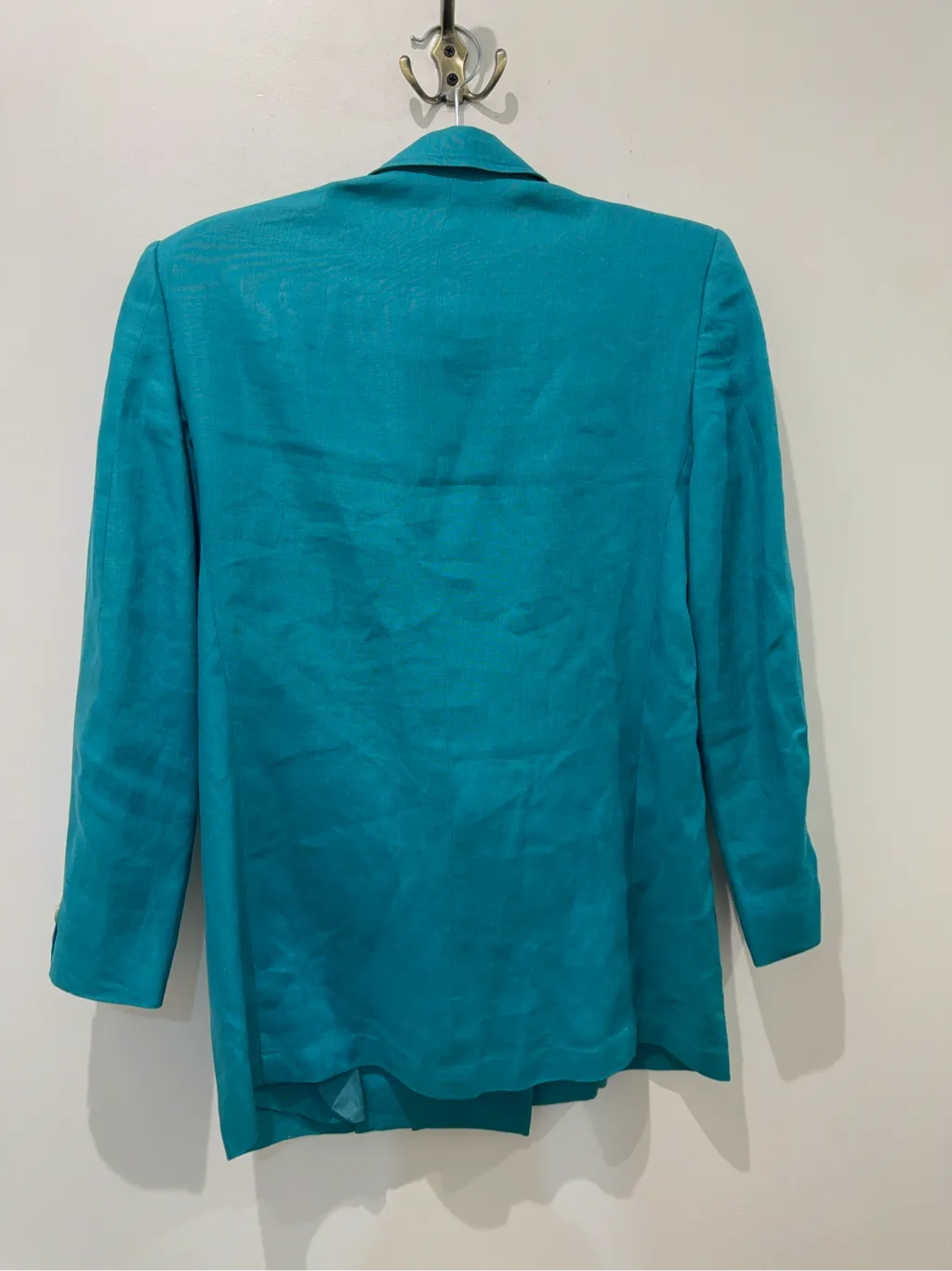 Gucci turquoise linen double-breasted blazer jacket 2