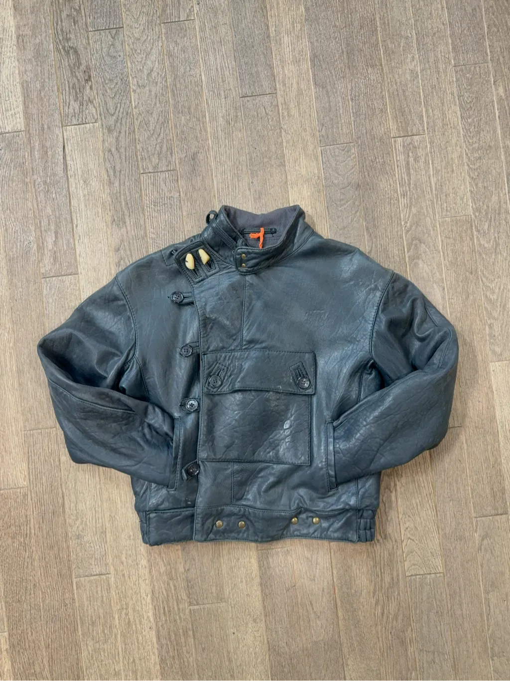 Swedish Biker Jacket 1930's reproduction in leather, wool and cashmere 2