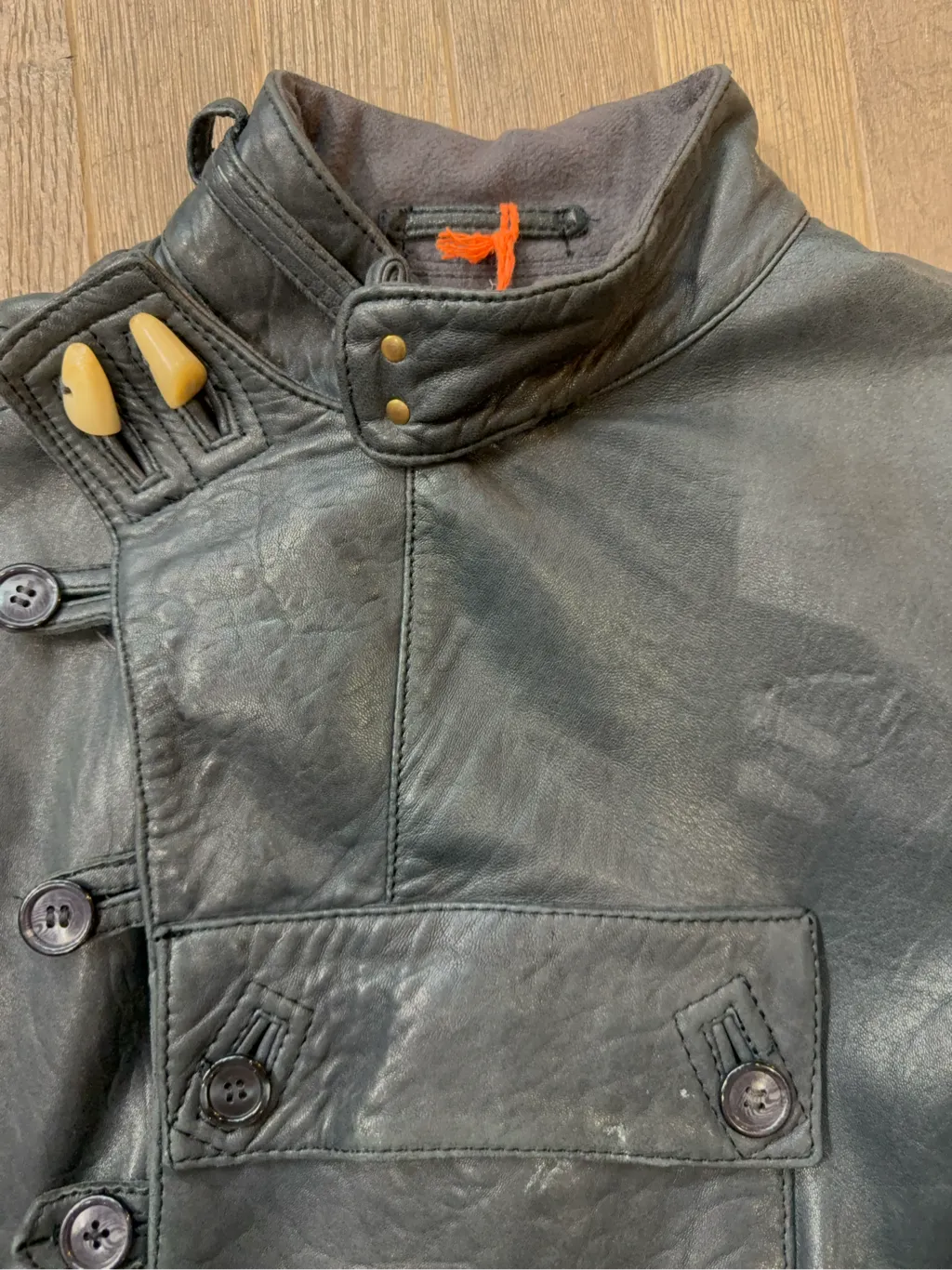 Swedish Biker Jacket 1930's reproduction in leather, wool and cashmere 4