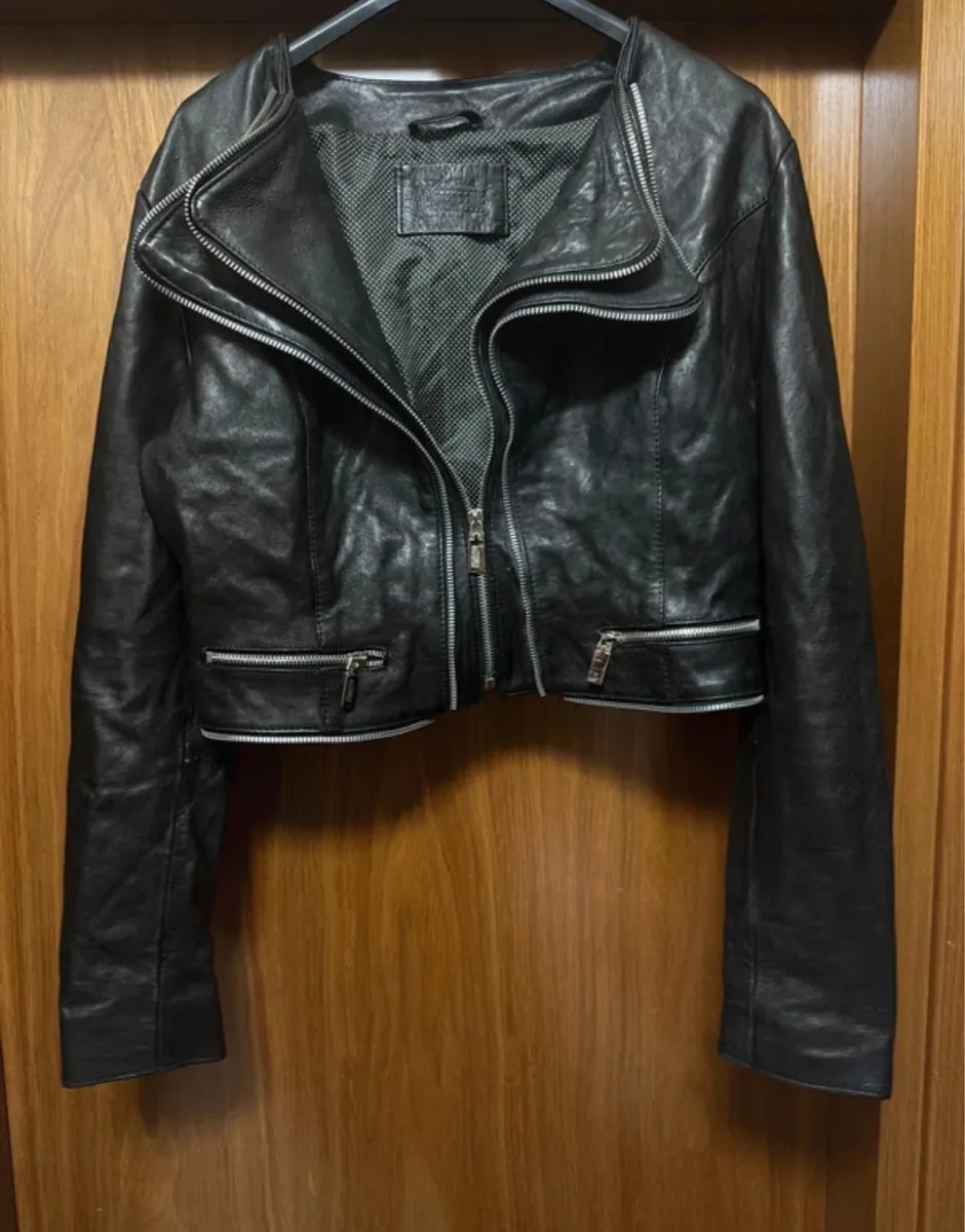 Veste Cuir Double Zip Avant-Garde