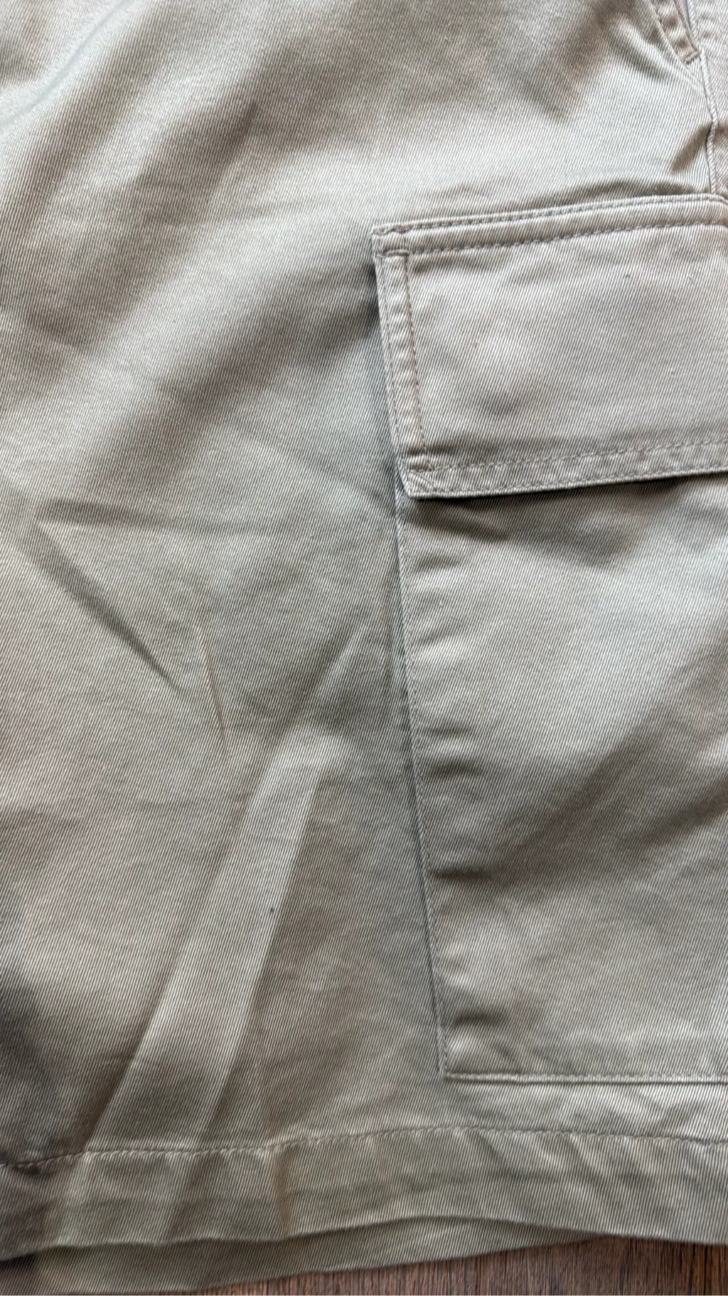 Khaki beige cotton cargo shorts by Marithé + François Girbaud. 3