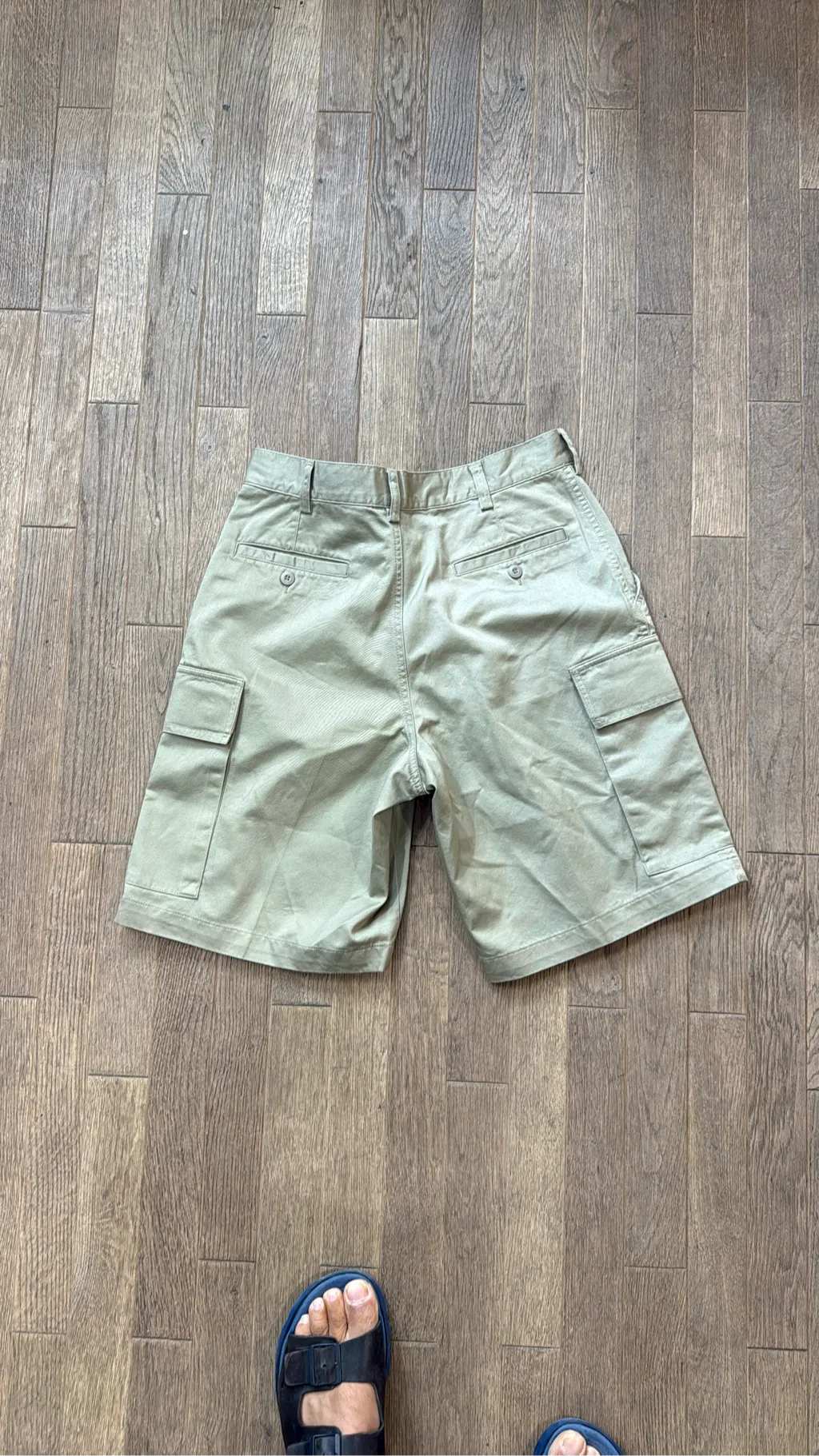 Khaki beige cotton cargo shorts by Marithé + François Girbaud. 4