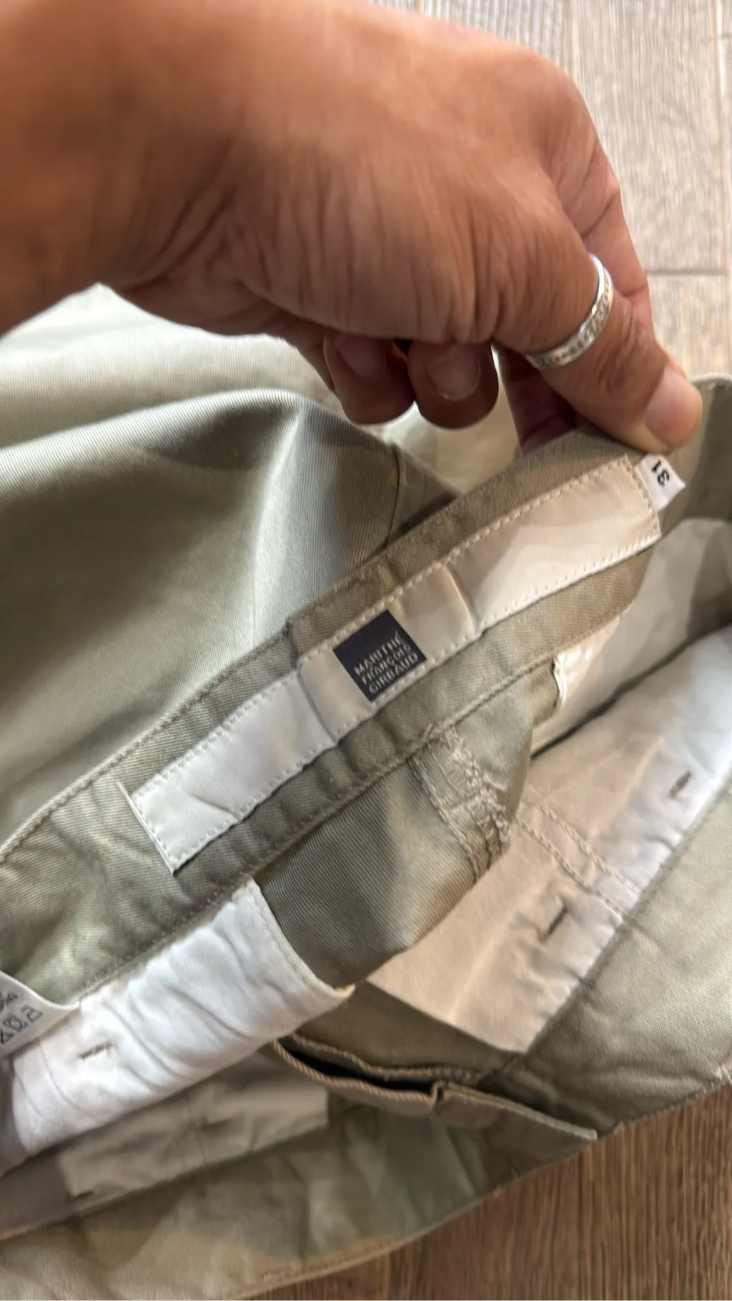 Khaki beige cotton cargo shorts by Marithé + François Girbaud. 5