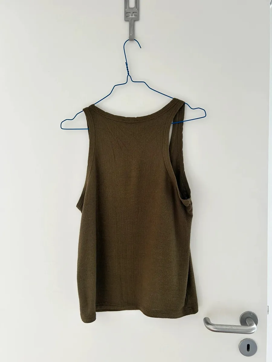 Débardeur Joseph en lin et élasthanne kaki, taille L, une pièce vintage unisexe confortable et polyvalente. 6