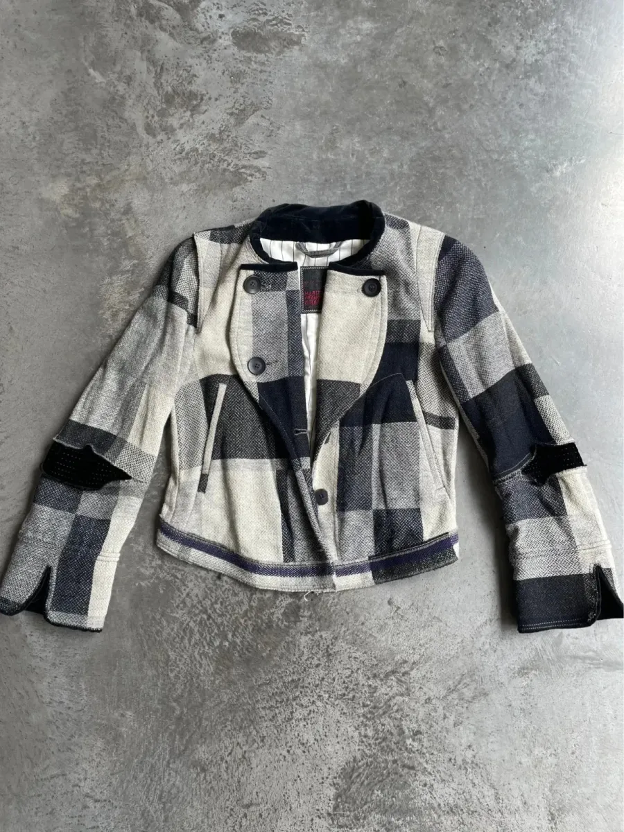 Blazer Marithé + François Girbaud en gris et blanc, pièce vintage de créateur. Taille S (36). 2
