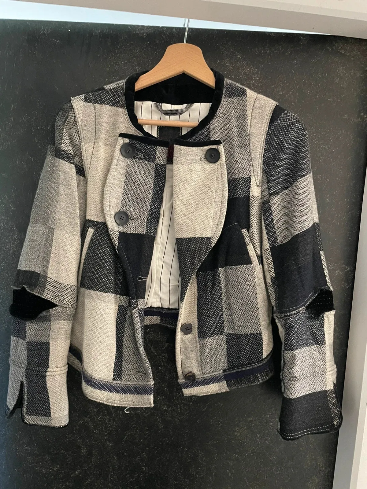 Marithé + François Girbaud blazer in grey and white, vintage designer piece. Size S (36).