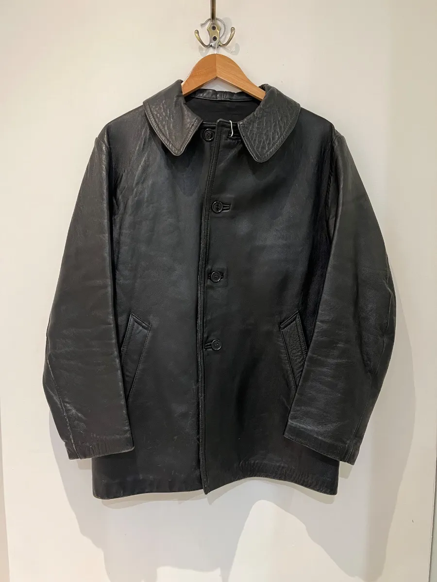 Mid-length leather jacket