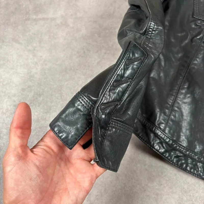 Grunge patchwork leather jacket "Groove Jacket" 2013 Marithé François Girbaud Vintage Very nice fitted cut Numerous seam details Fine leather, pleasant to wear 10