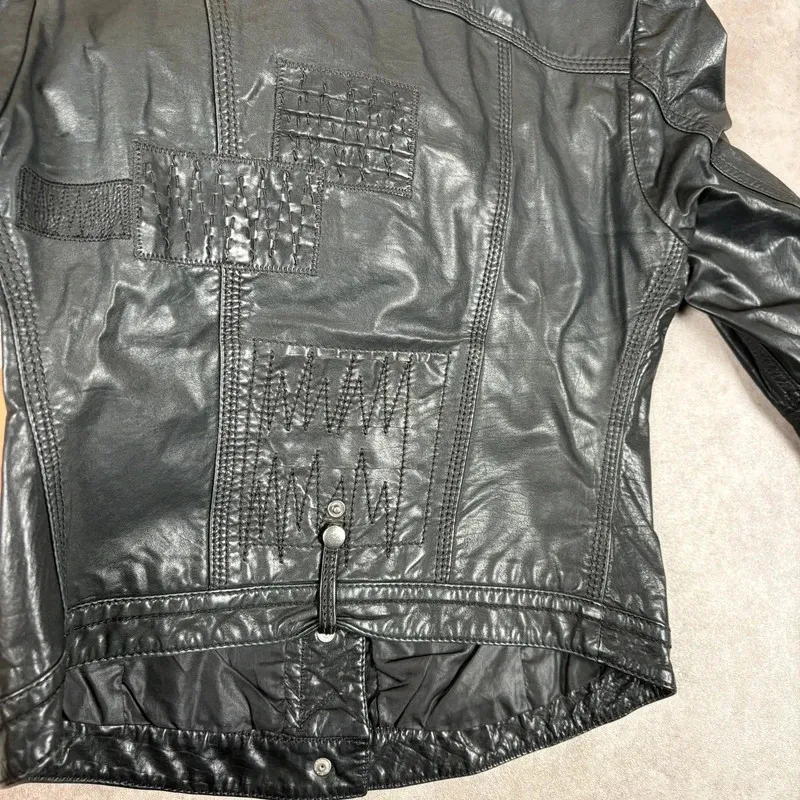 Grunge patchwork leather jacket "Groove Jacket" 2013 Marithé François Girbaud Vintage Very nice fitted cut Numerous seam details Fine leather, pleasant to wear 12