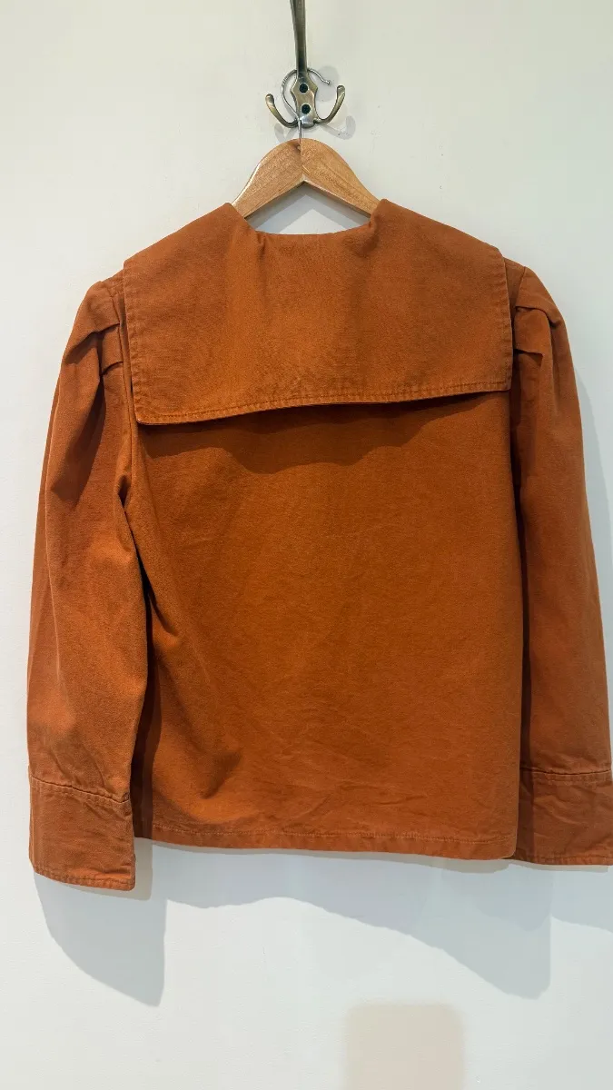 Elegant women's zip-up smock jacket in a rust colour 2