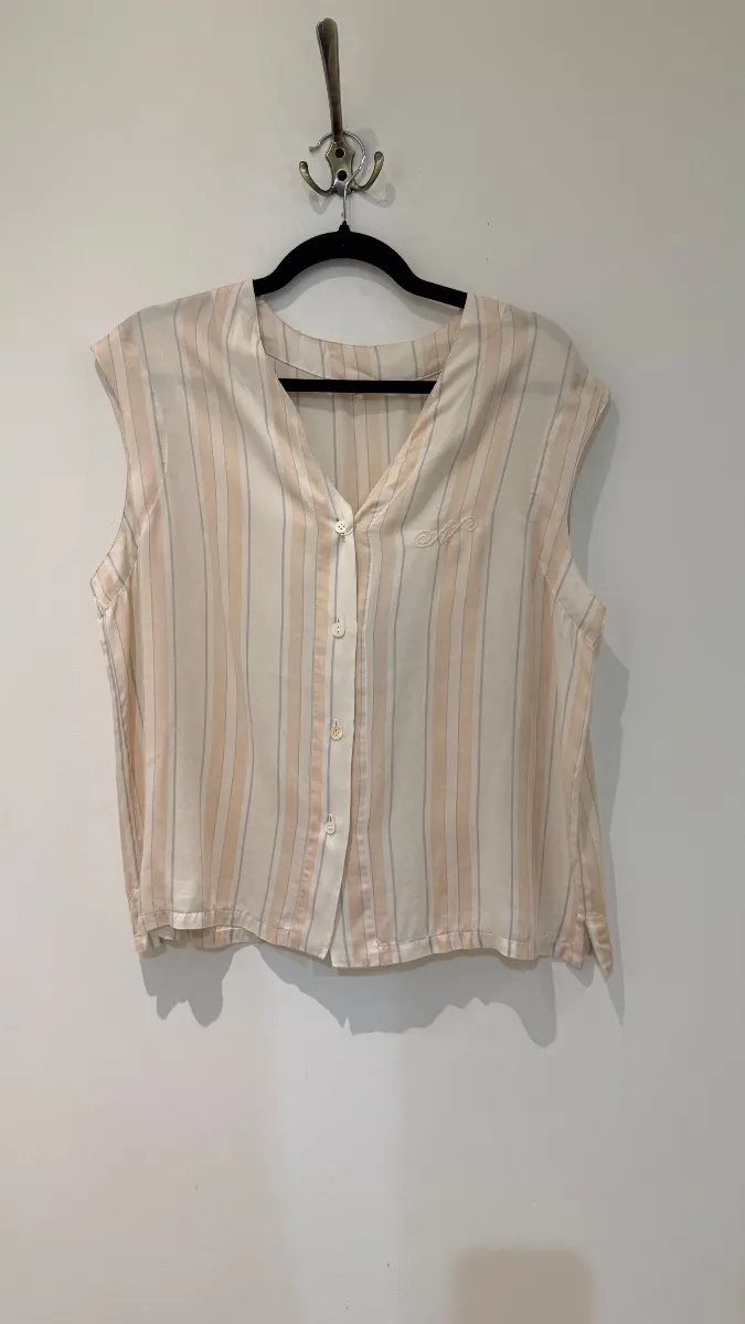 Striped silk blouse top