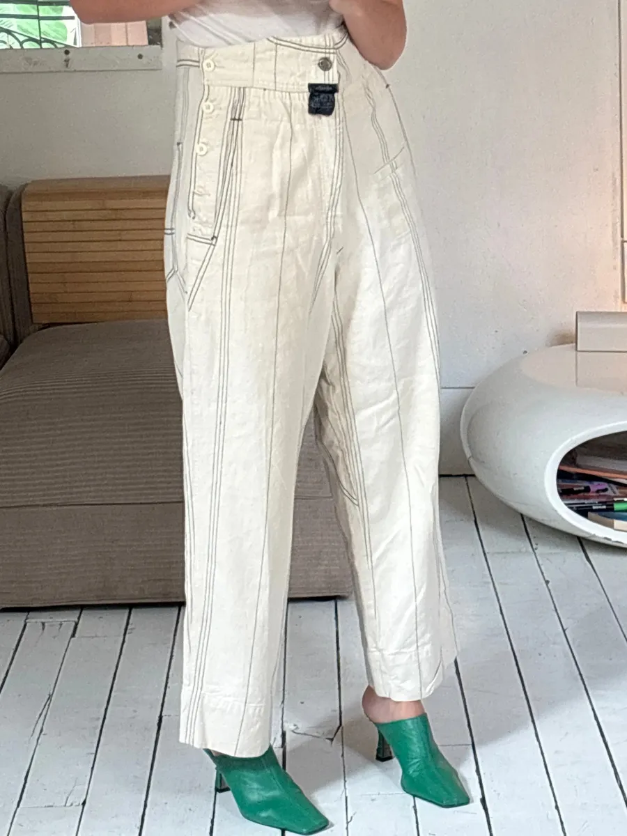 Pantalon toile écru Girbaud 1980 2