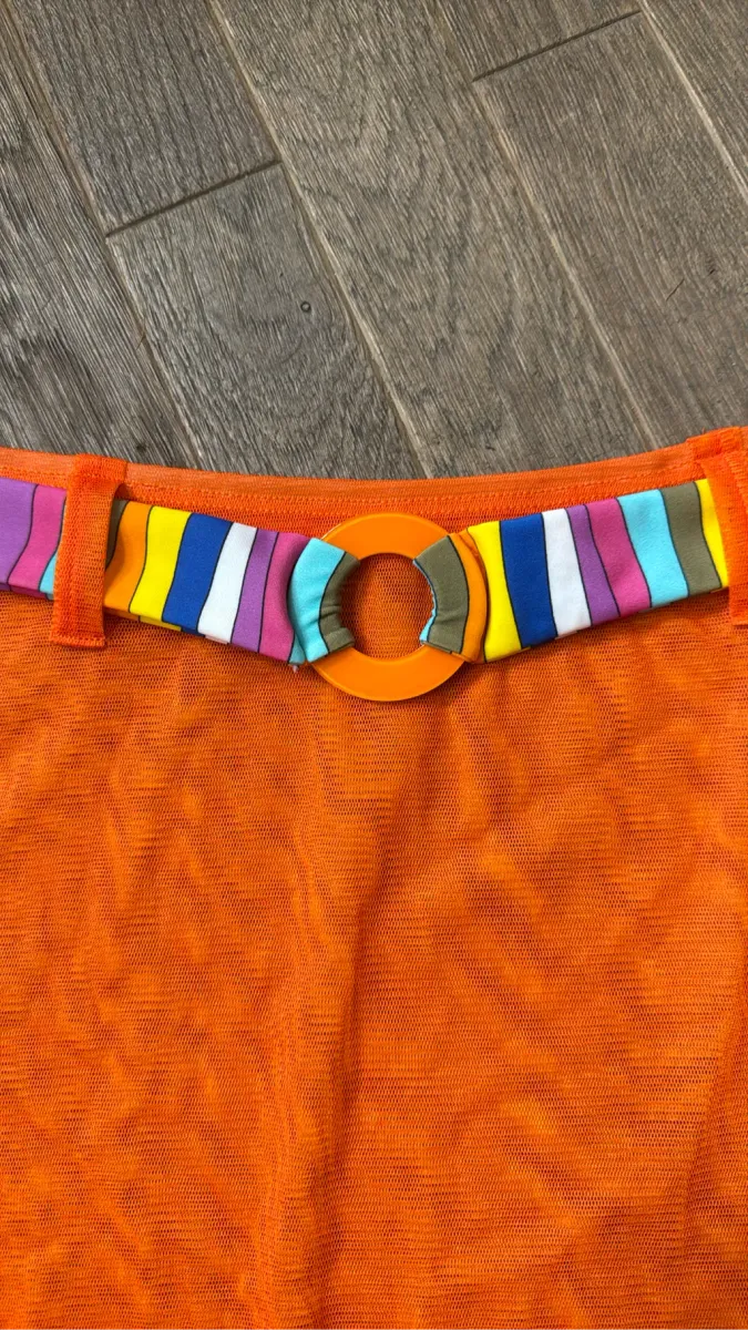 Jupe Mesh Orange Ceinture intégre Multicolore 3