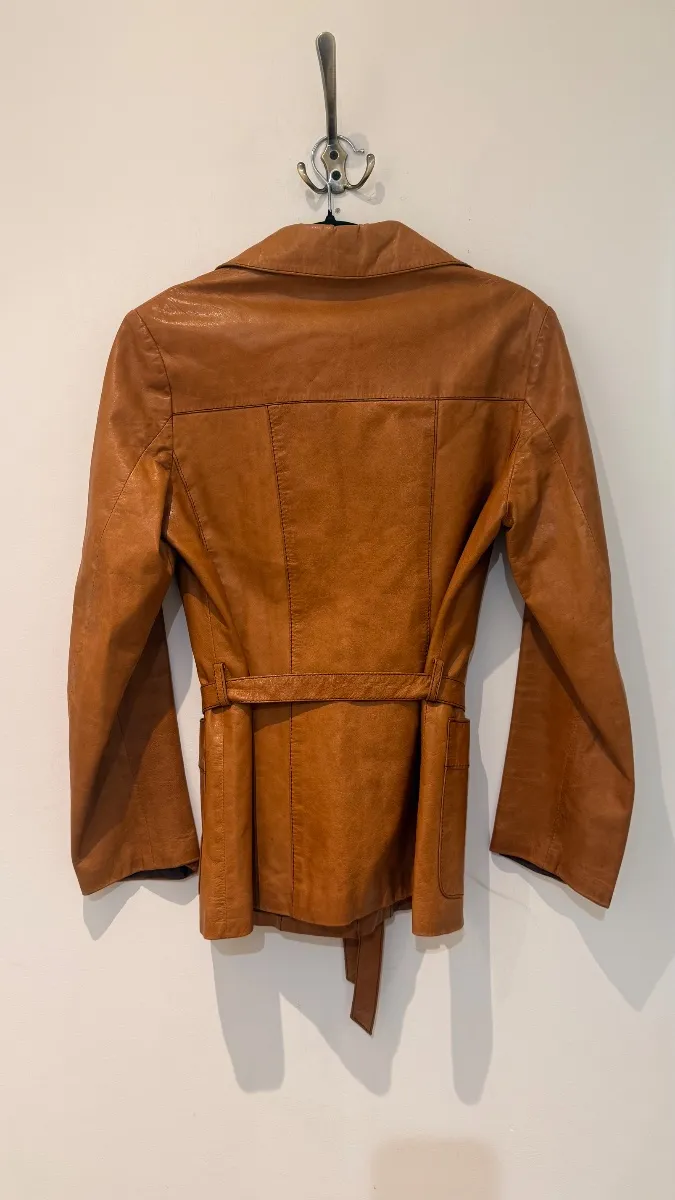 Women's leather jacket, cognac colour, size M 2