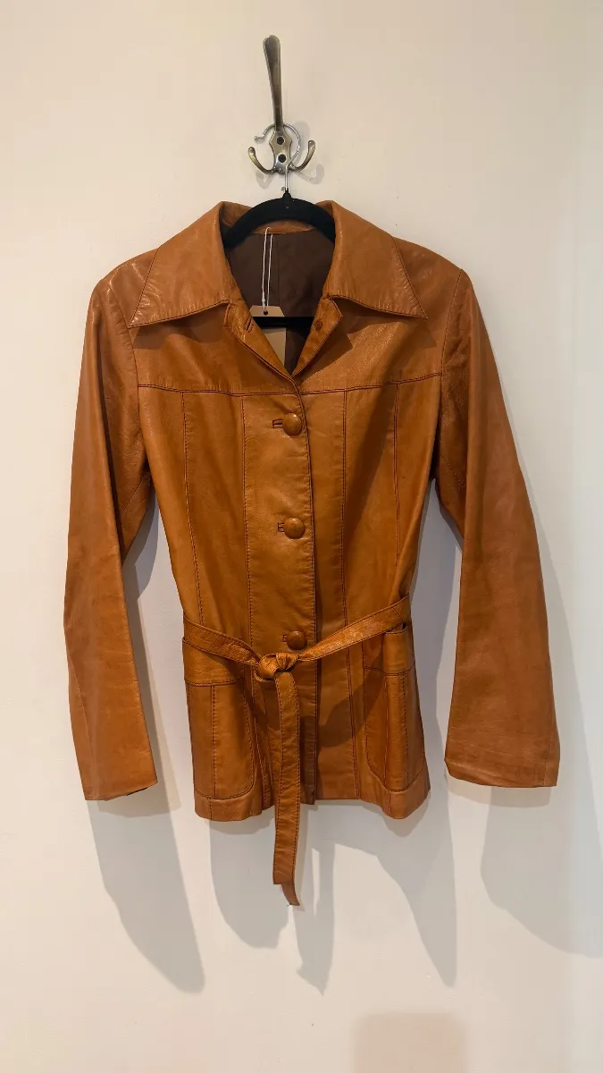 Women's leather jacket, cognac colour, size M