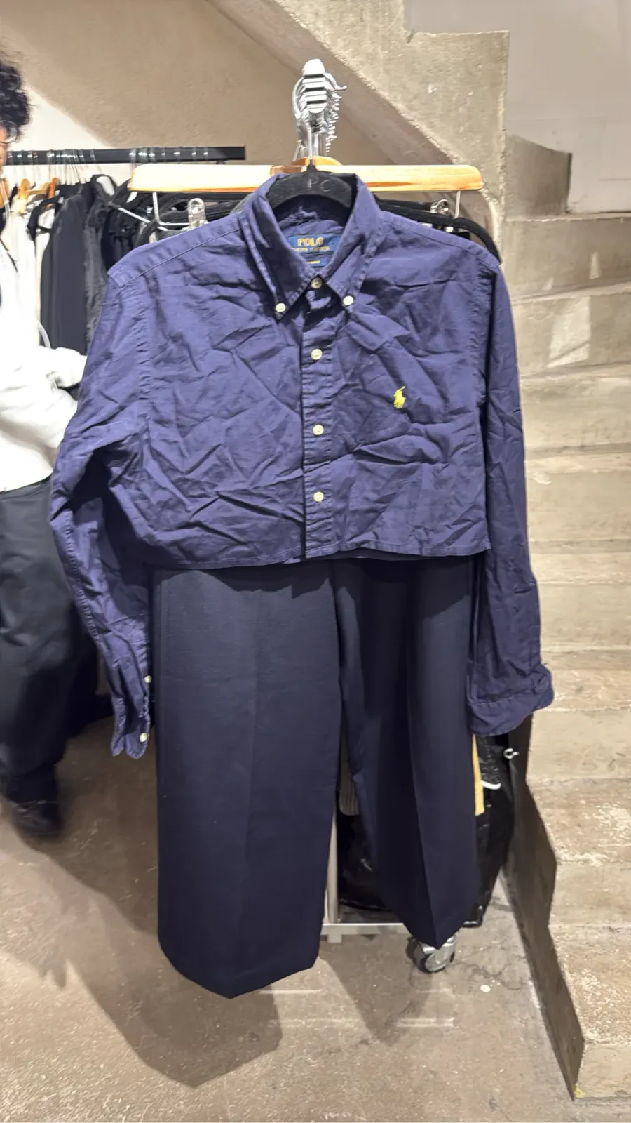 Polo Ralph Lauren women's shirt, navy, size S, cropped.