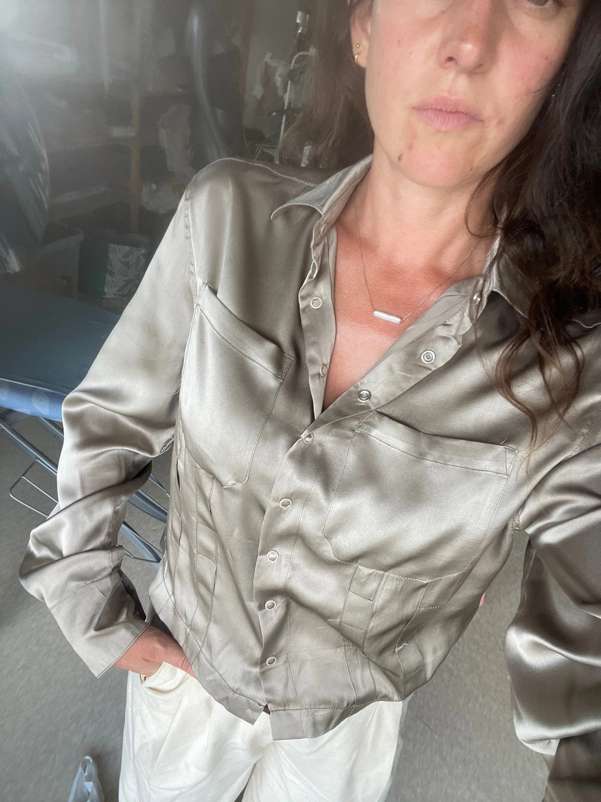 Chemisier en soie taille 38 satin
100% soie 9