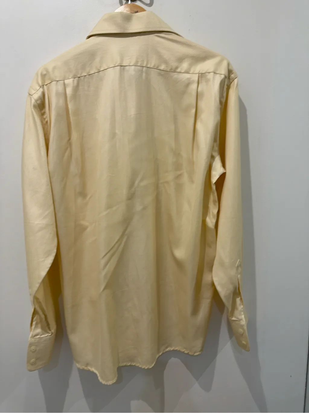Balenciaga men's shirt in ecru/cream with a subtle herringbone pattern and an embroidered BB logo on the chest pocket. 2