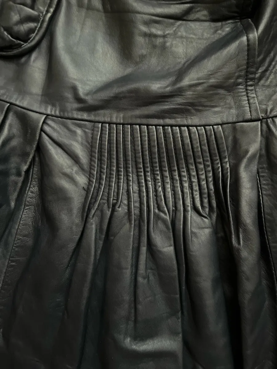 Jupe en cuir véritable - bleu foncé profond 2