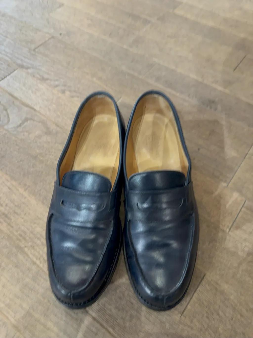 Pair of black leather loafers from Paraboot, Adonis model, made in France with Goodyear construction.