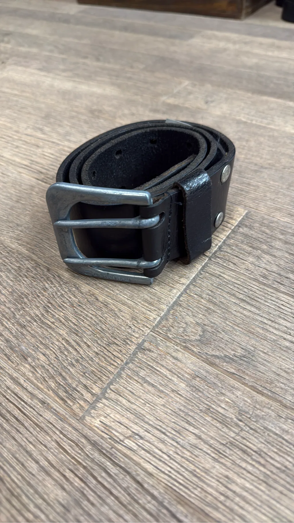 Ceinture en cuir noir G-STAR RAW avec boucle argentée, taille S. Longueur 70 1