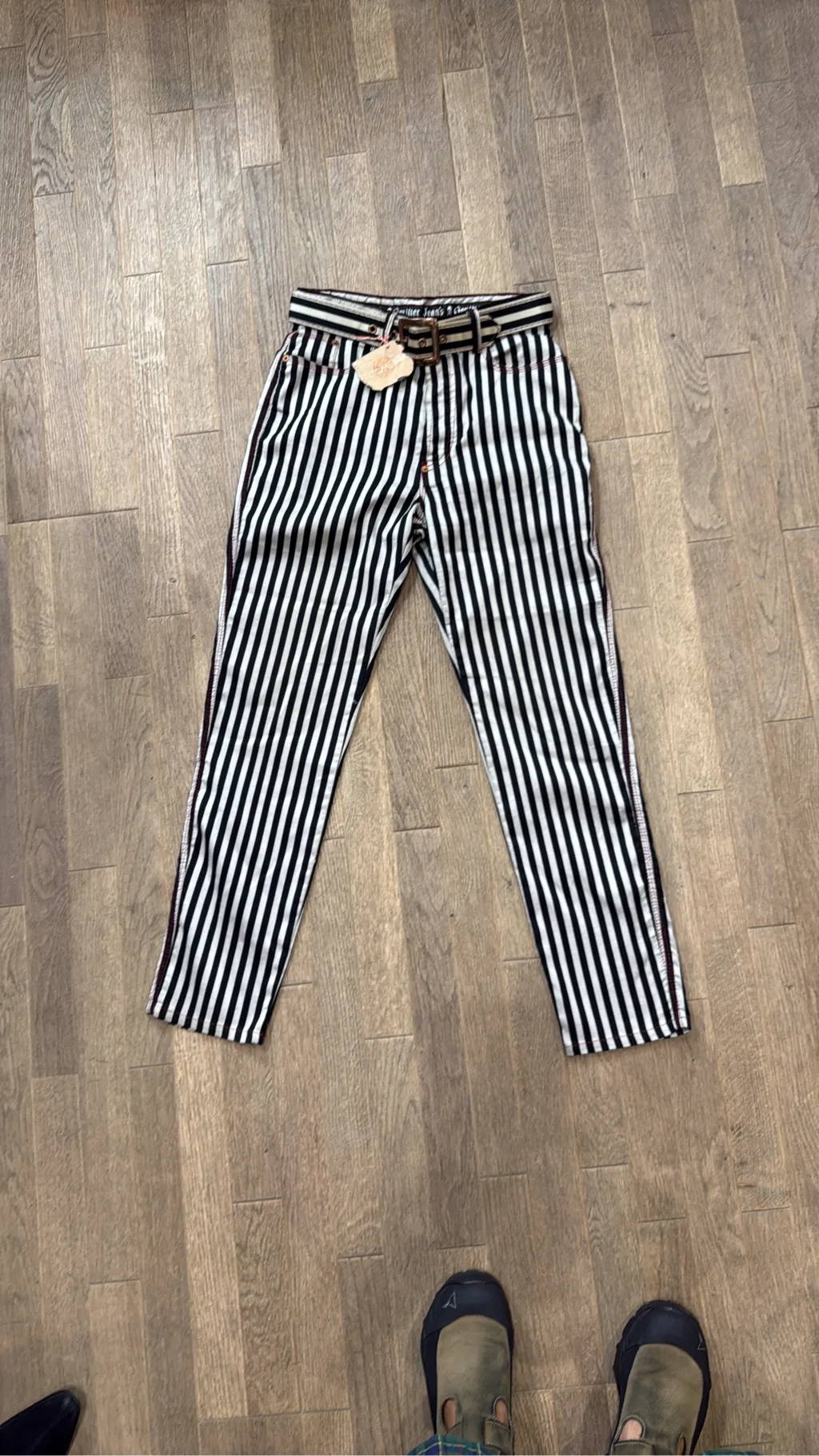 Pantalon Jean Gaultier - Prisonnier Noir & Blanc - Fourni avec ceinture assortie