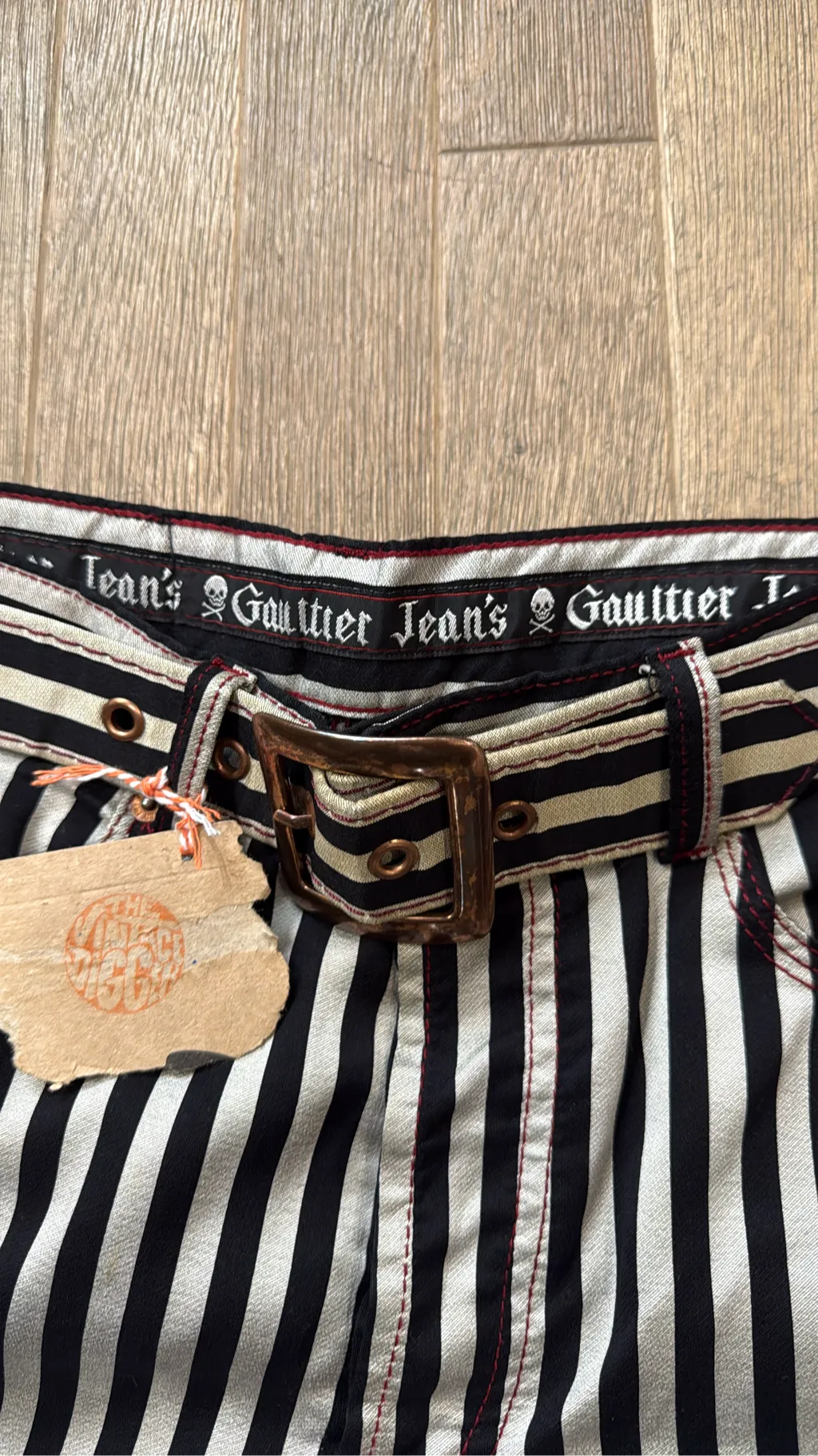 Pantalon Jean Gaultier - Prisonnier Noir & Blanc - Fourni avec ceinture assortie 3