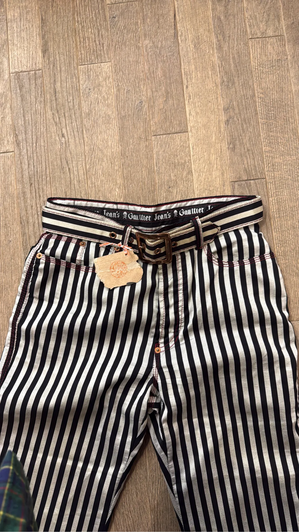 Pantalon Jean Gaultier - Prisonnier Noir & Blanc - Fourni avec ceinture assortie 4