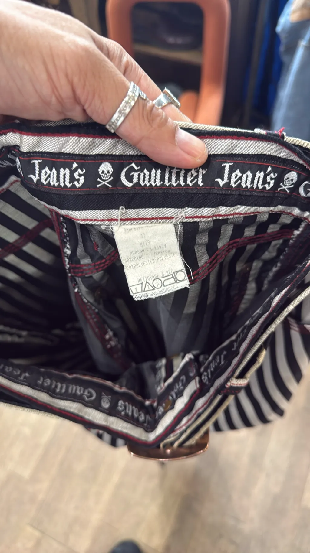 Pantalon Jean Gaultier - Prisonnier Noir & Blanc - Fourni avec ceinture assortie 7