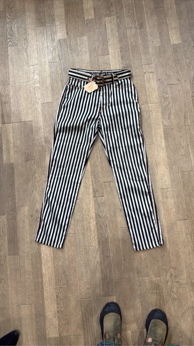 Pantalon Jean Gaultier - Prisonnier Noir & Blanc - Fourni avec ceinture assortie