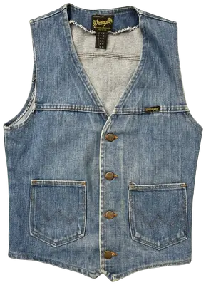 Gilet en jean Wrangler vintage bleu clair de la ligne No-Fault Denims.