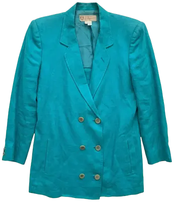 Gucci turquoise linen double-breasted blazer jacket