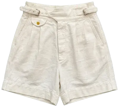 Safari shorts with double belt buckle, white, hemp, made in Italy