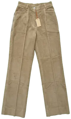 Pantalon en velours côtelé beige à jambes larges, de la marque Geography et conçu par Jean-Charles de Castelbajac - Zip Riri