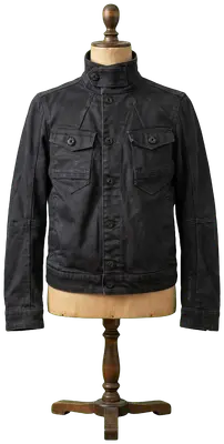 Veste en jean noire G-Star Raw coupe droite avec col montant et poches à rabat boutonnées. Rider Pilot Jacket