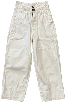 Marithé + François Girbaud Pont Marin wide-leg white cotton trousers with button details on the sides