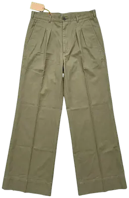 Pleated wide-leg khaki flare pants elephant leg