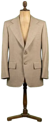 Veste blazer Christian Dior pour homme, beige moucheté, avec de larges revers, doublure monogrammée CD, fabriquée par Hart Schaffner & Marx.
