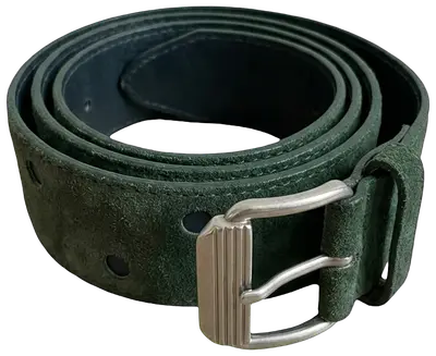 Ceinture Gianni Versace vintage en daim vert foncé avec boucle argentée, taille 80.