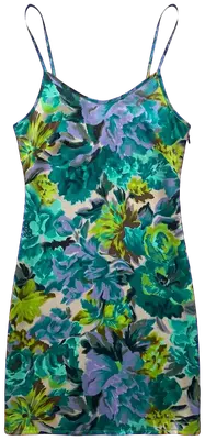Mini robe tissu satiné multicolore dans les tons bleus vert turquoise.

Zip côté a changé (un peu dur et partie rouillée. Ou à laisser en l’état et poser une couche de vernis à ongles ton sur ton)

Autrement la robe en elle même est en très bon état et très jolie coupe.

C’est indiqué S et c’est un 36FR, voire petit 38 mais pas plus. Bien regarder toutes les photos de l’album, vous y trouverez les mesures.