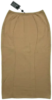 Jupe crayon en maille camel de la marque Gianni Versace Couture, neuve avec étiquettes.