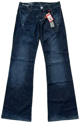 Jean évasé bleu foncé de la marque Marithé + François Girbaud, modèle Starwork, taille 27, neuf avec étiquettes.