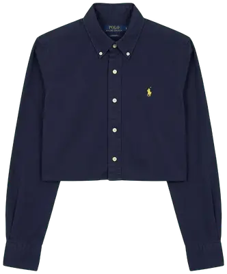Polo Ralph Lauren women's shirt, navy, size S, cropped.