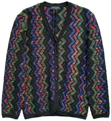Vintage peu utilisé, excellent état
Magnifique motif style Missoni,
Made in Italy
Épaules 41cm, aisselles 54cm, longueur 64cm, longueur manche 59cm
