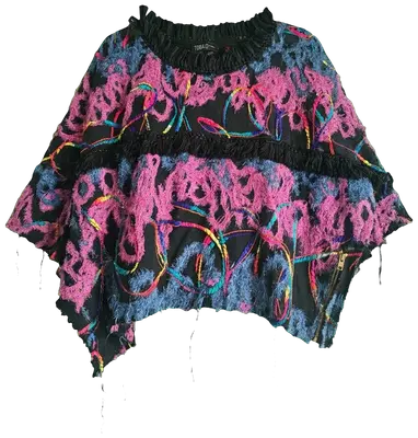 Pull style poncho ...detail fermeture sur lecm côté 
Couleurs toniques et gaies
Convient a un 40 /42
