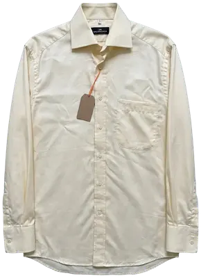 Balenciaga men's shirt in ecru/cream with a subtle herringbone pattern and an embroidered BB logo on the chest pocket.