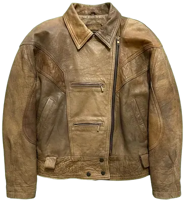 Genuine leather. Vintage. Bomber style. Shows typical vintage wear but no specific defects.