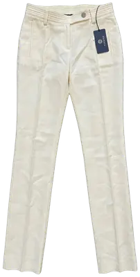 Pantalon Versace écru neuf avec étiquettes, coupe droite et ajustée, fabriqué en Italie.